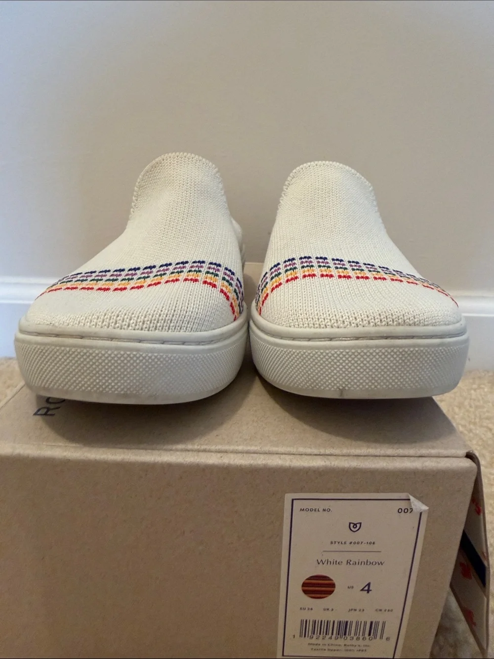 Rothy’s Kids White Rainbow Slip-Ons - light wear worn a few times - washable